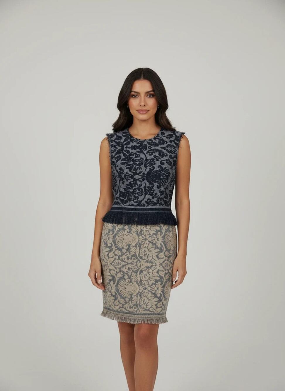 Erika Cavallini Blue Lace Overlay Two-Piece Dress — NWT — Made in Italy